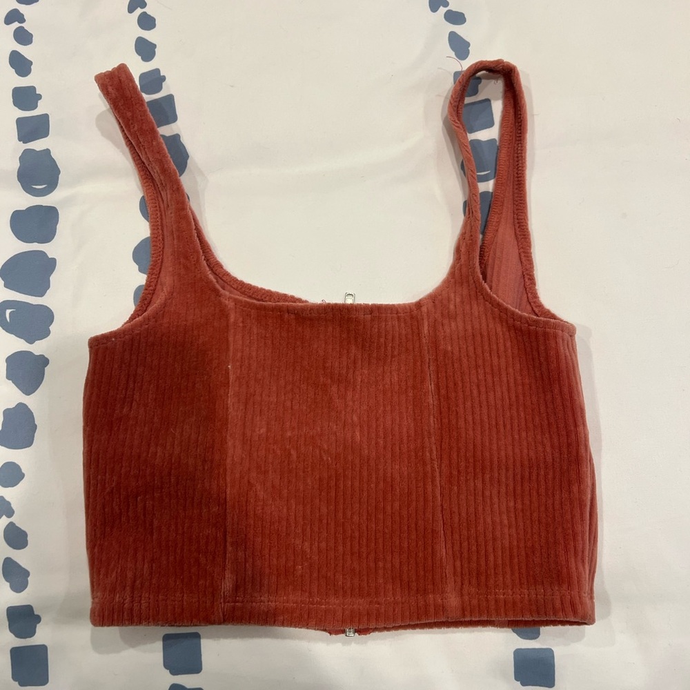 Women's Rust Pink Corduroy Crop Top